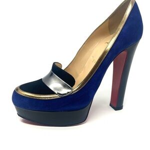 Christian Louboutin Suede Leather Blue Trotitella Pumps Sz 7.5